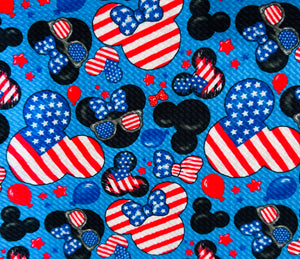 Independence Day Mickey & Minnie Heads on Blue